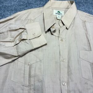 Mojito Collection Guayabera Shirt Mens 2X Beige Linen Long Sleeve 4 Pocket